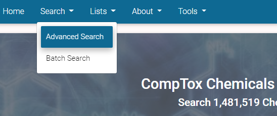 Selecting Advanced Search.