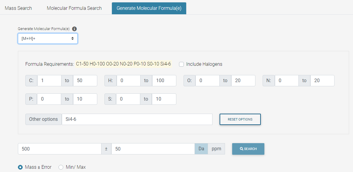 Generate Formulae Search