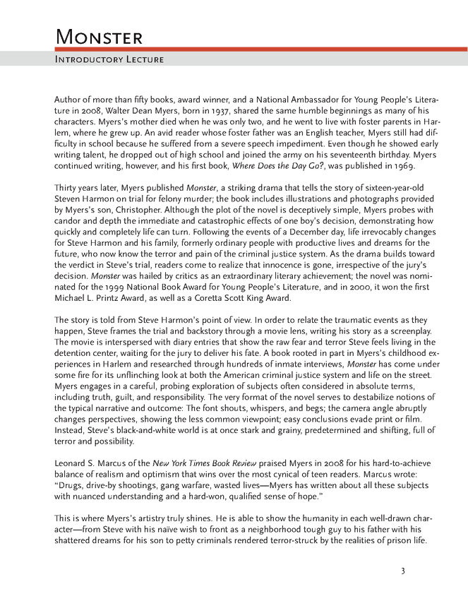 Monster walter dean myers free picture