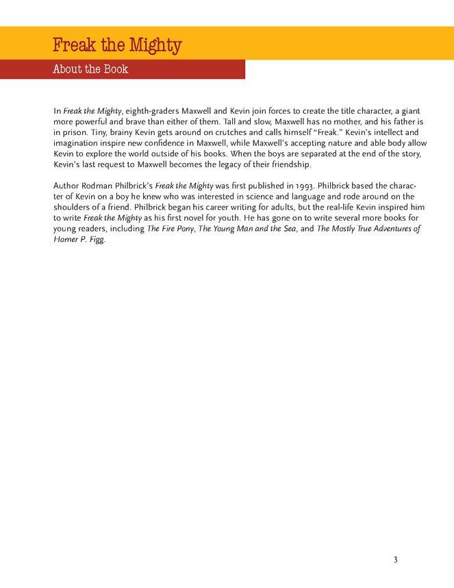 Freak the Mighty eNotes Lesson Plan This eNotes... Literature