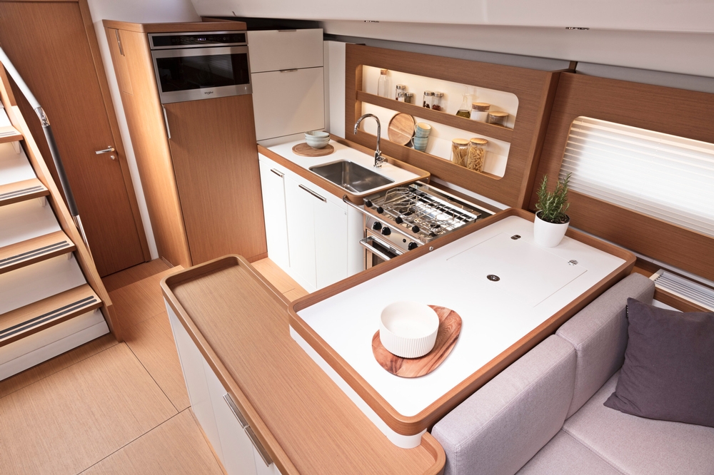 beneteau, first yacht 53, sailboat, kitchen