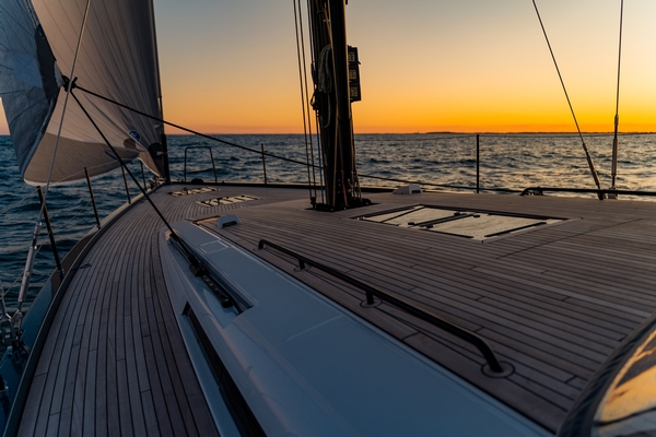 beneteau, first yacht 53, sailboat, sunset