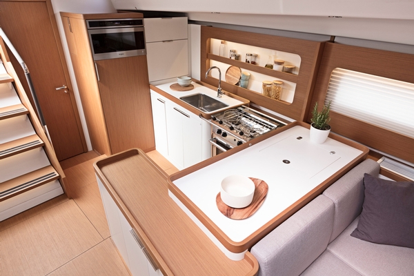 beneteau, first yacht 53, sailboat, kitchen