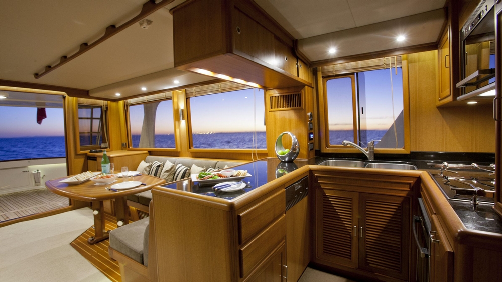 fleming yachts, fleming 55, cruising yachts, galley, aft