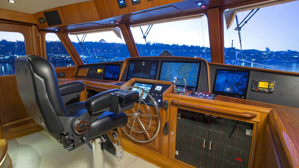 fleming yachts, fleming 65, cruising yachts, helm, steering wheel