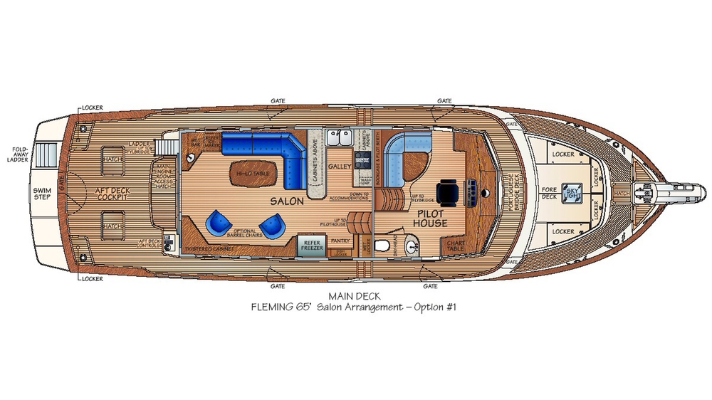 Fleming 65 Floor Plan - Main Deck Option 1