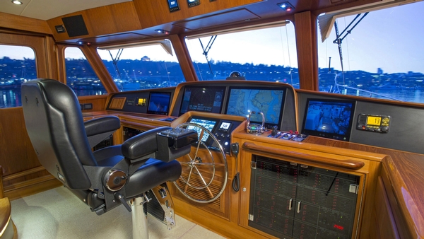 fleming yachts, fleming 65, cruising yachts, helm, steering wheel