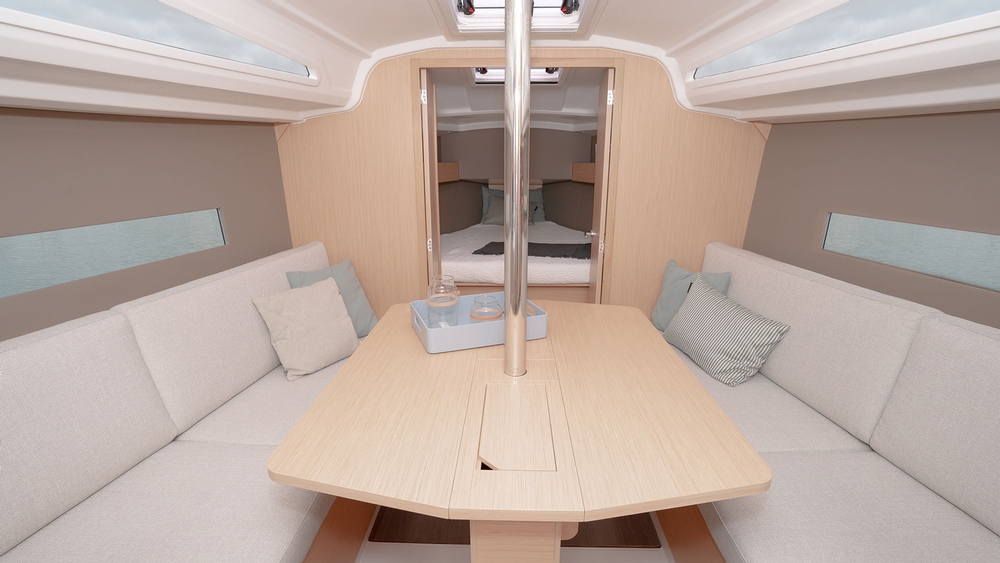 beneteau, oceanis 30.1, sailboat, interior seating, table