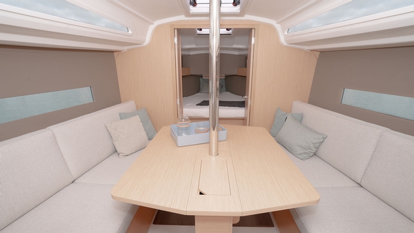 beneteau, oceanis 30.1, sailboat, interior seating, table