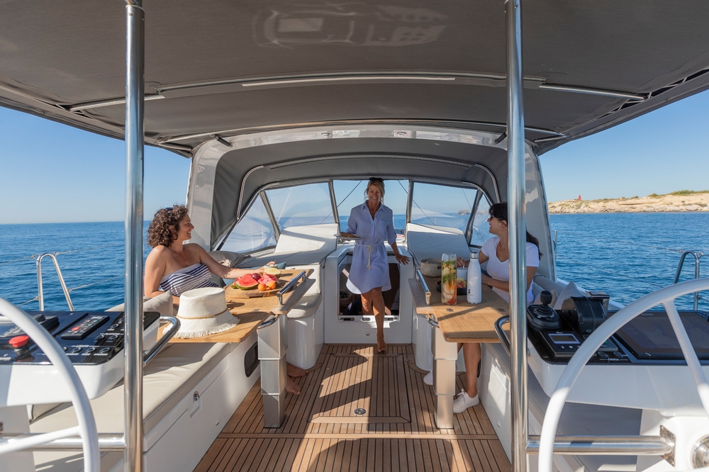 beneteau, oceanis yacht 54, sailboat, picnic