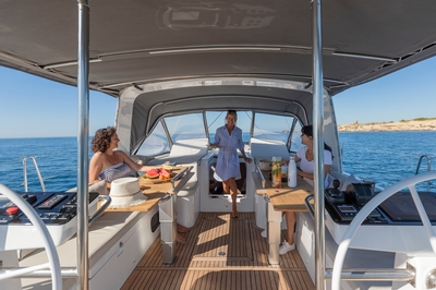 beneteau, oceanis yacht 54, sailboat, picnic