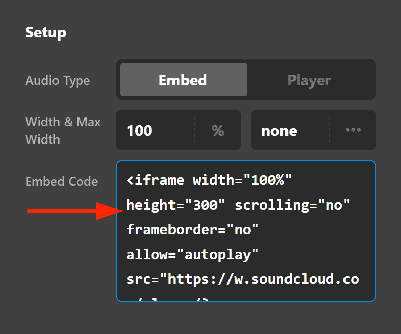 Audio Element Setup Embed Code