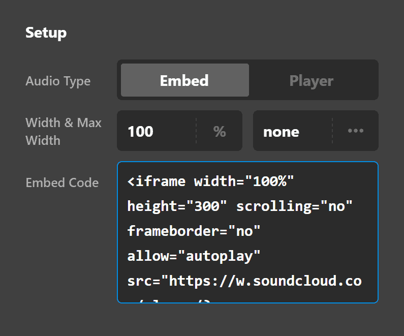 Audio Setup Width & Max Width