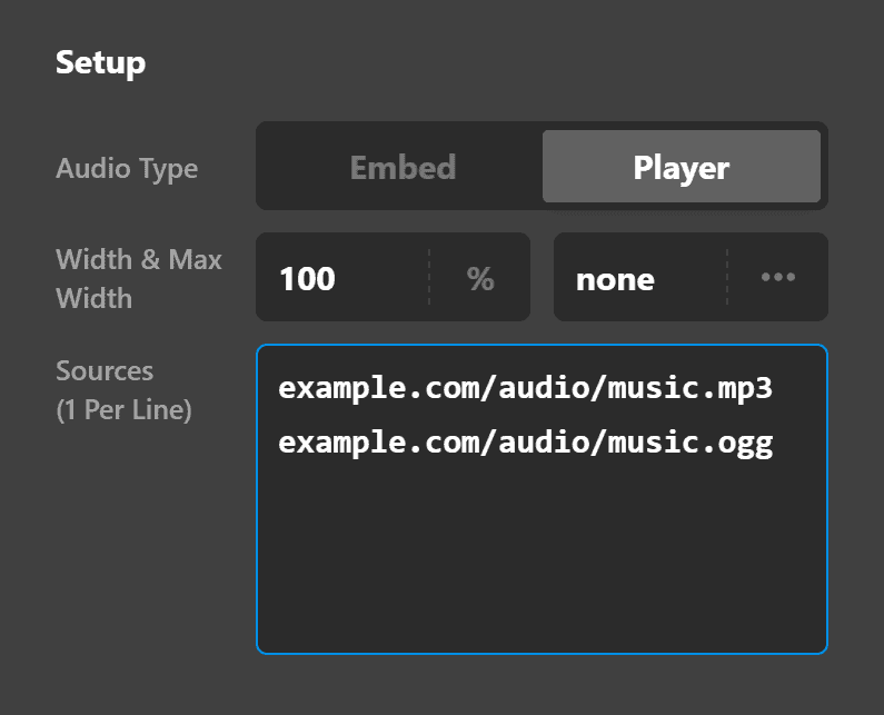 Audio Setup Player Source