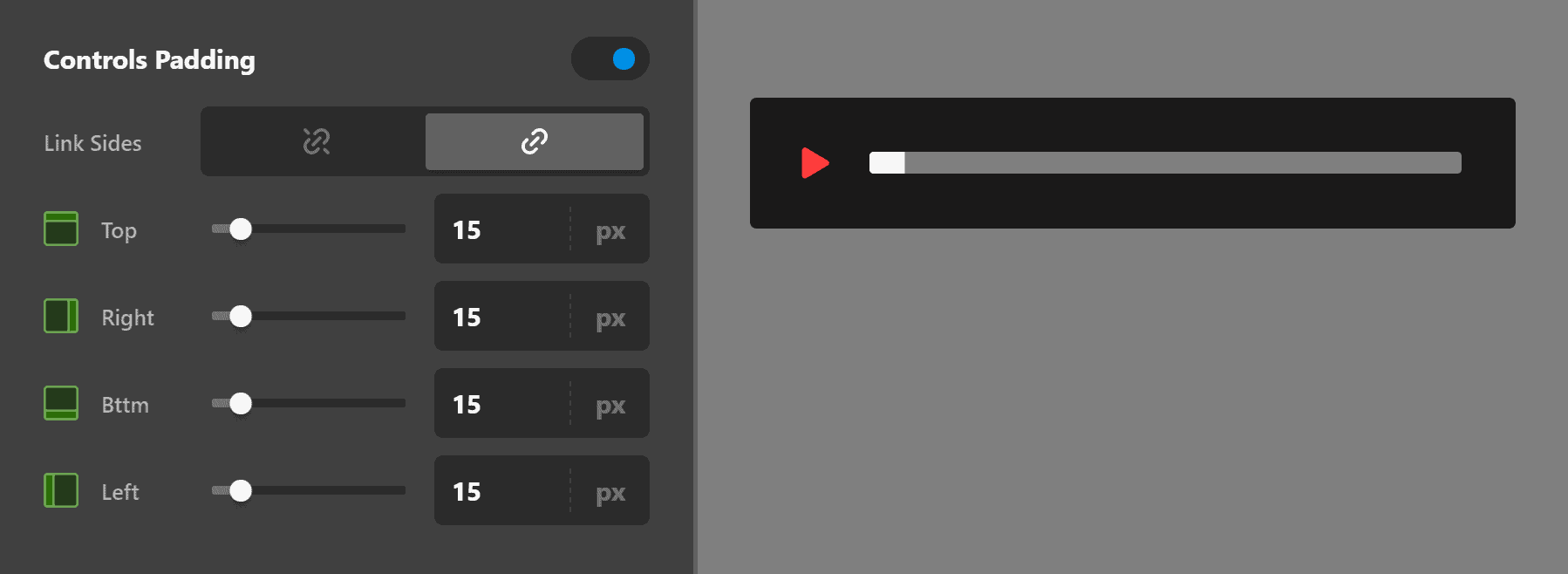 Audio Controls Padding