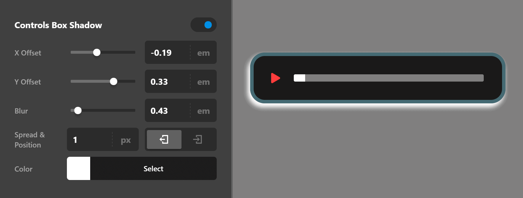 Audio Controls Box Shadow