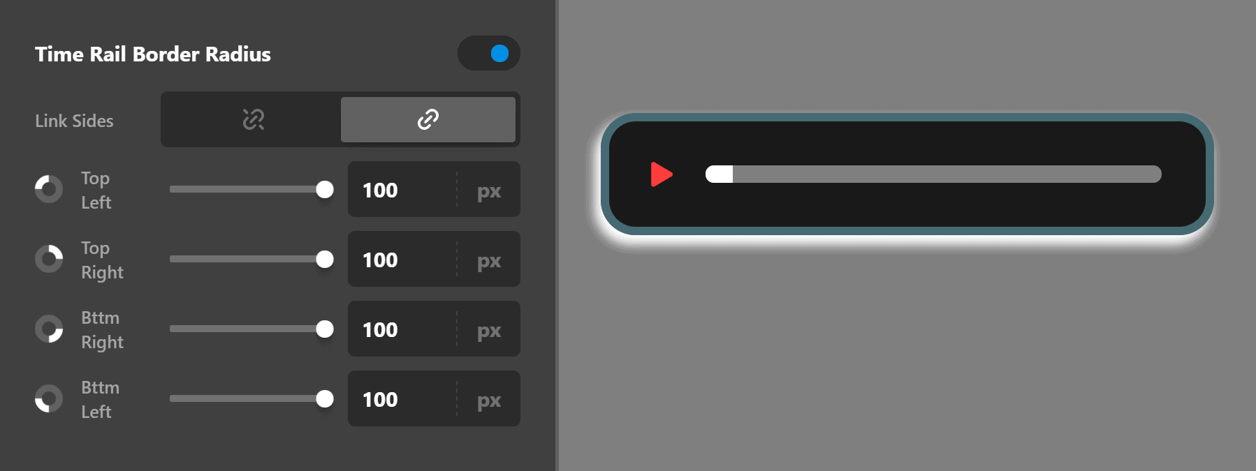 Audio Time Rail Border Radius