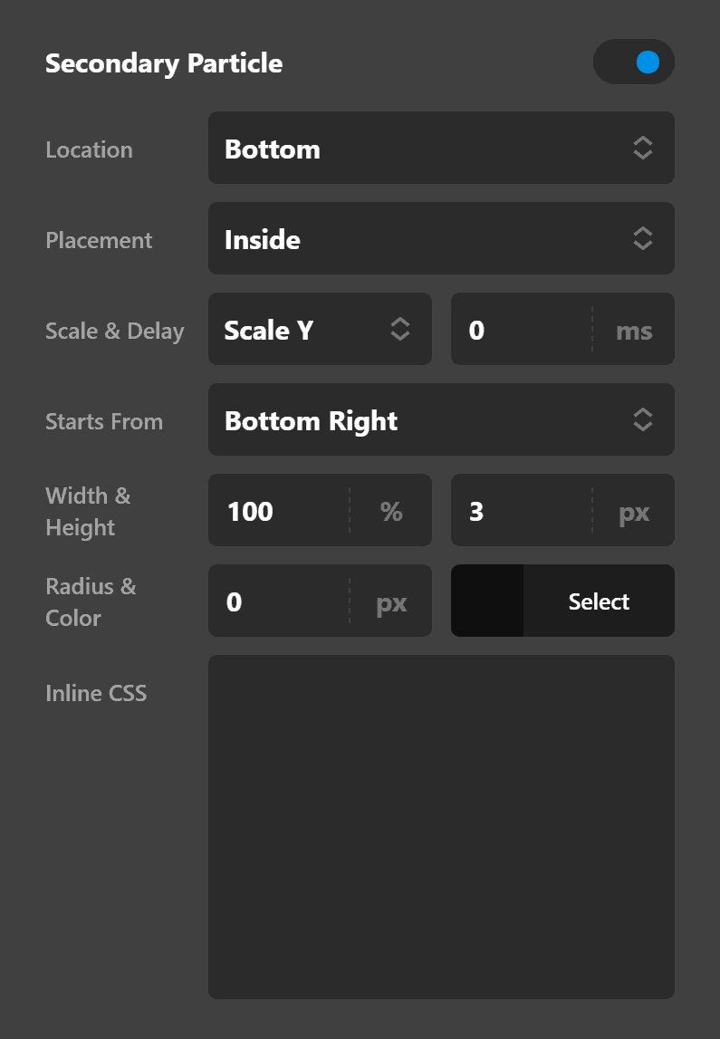 Particle Setup Secondary