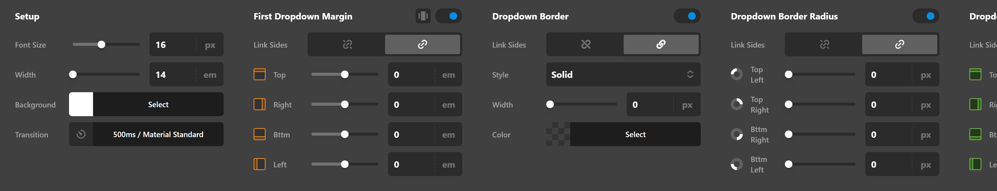 Navigation Inline Dropdown Setup