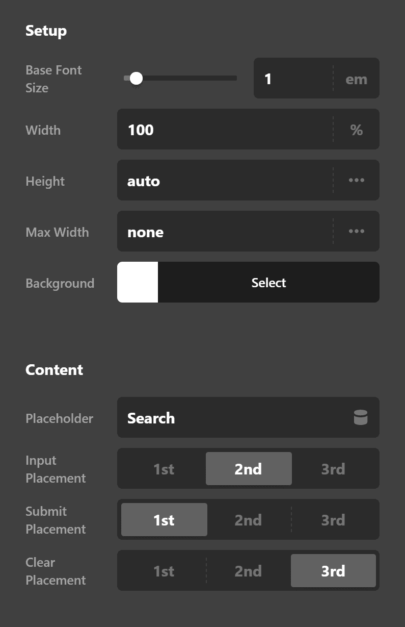 Search Inline Setup