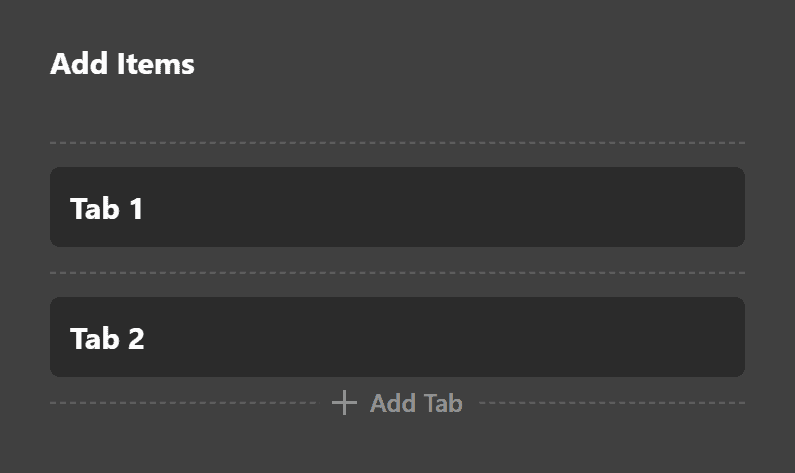 Tabs Add Items