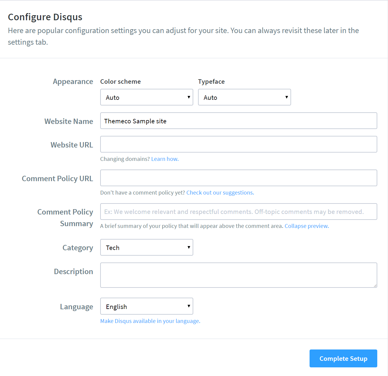 Disqus Configure