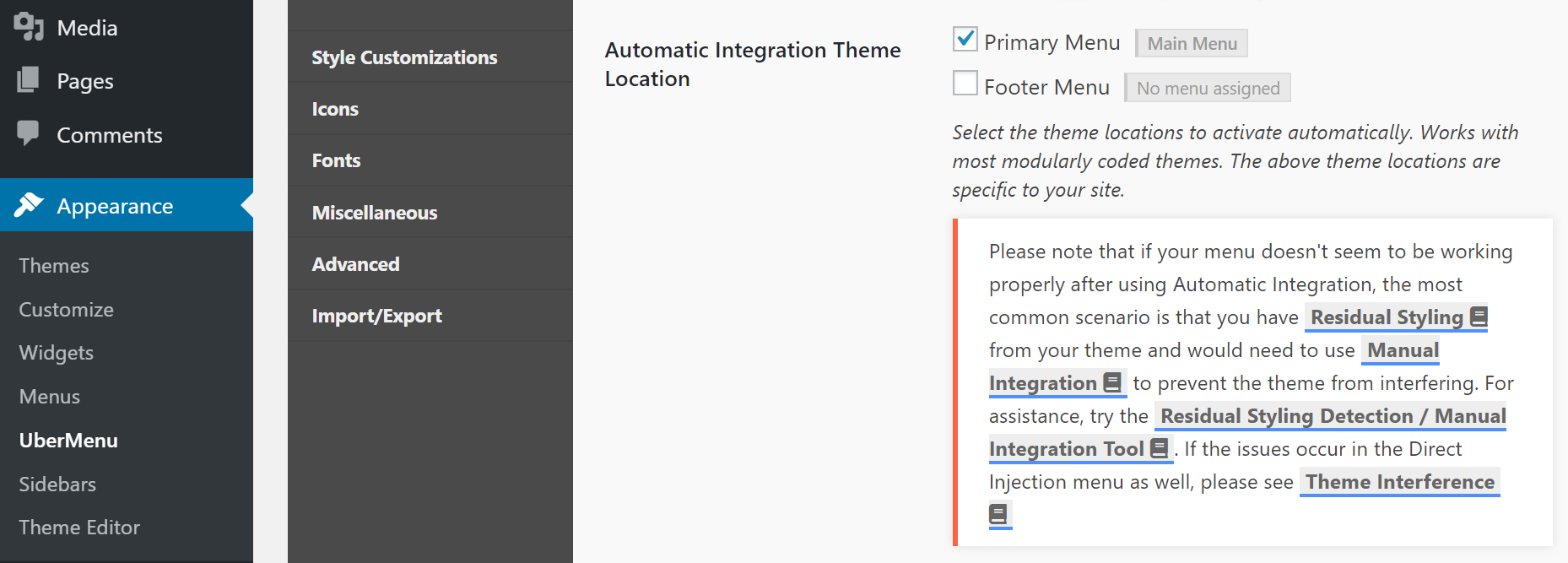 UberMenu Setup