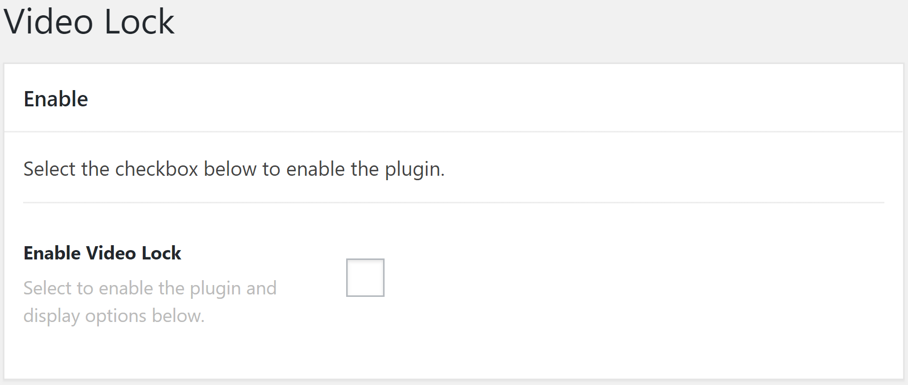 Video Lock Enable