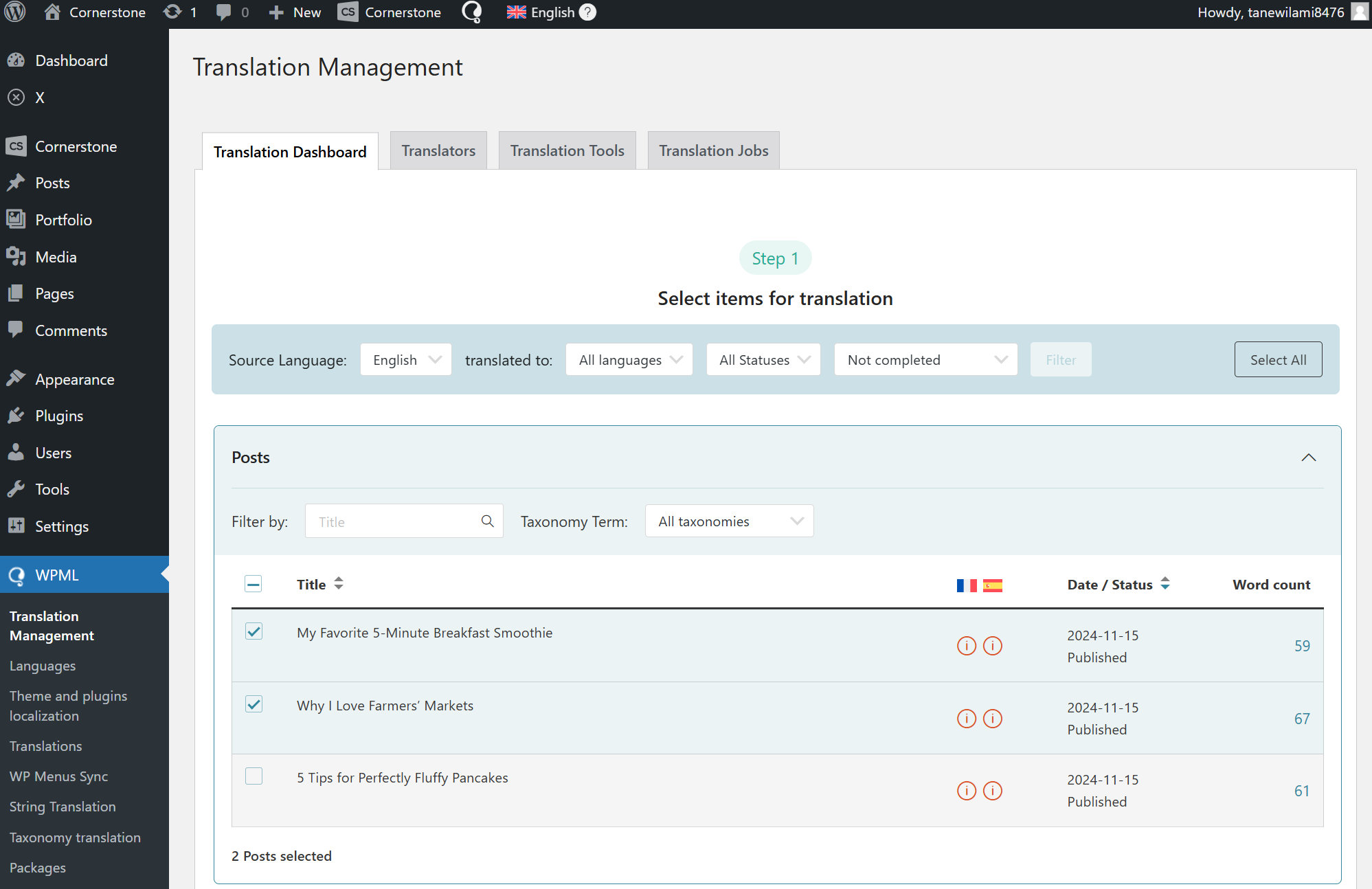 WPML Translation Management