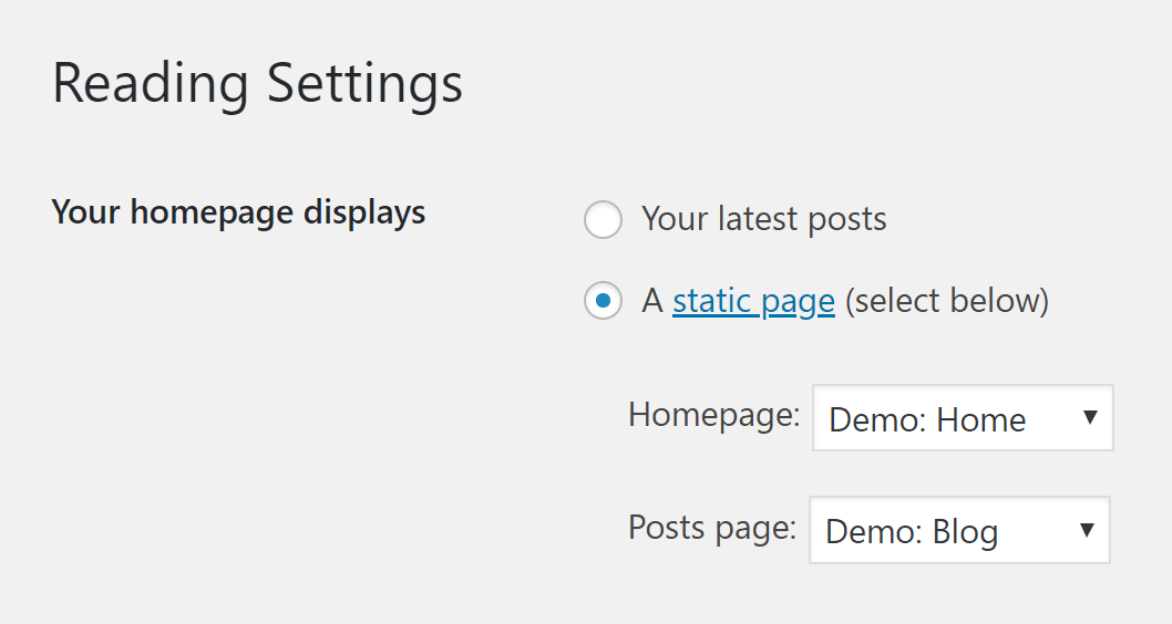 WordPress Reading Settings