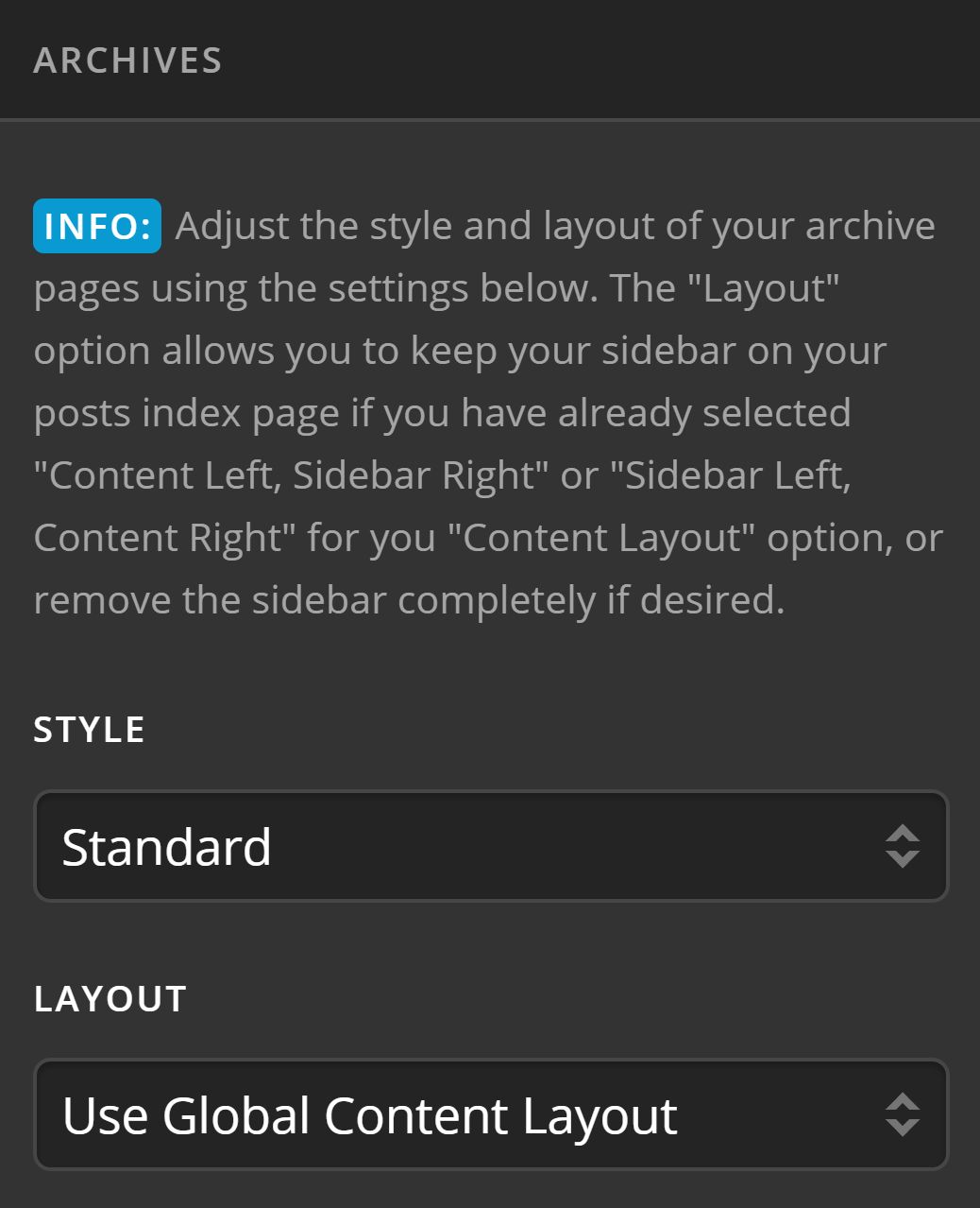 Archive Settings