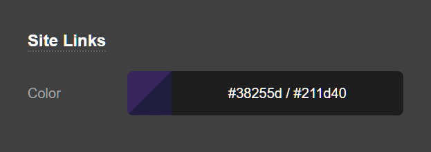 Theme Options Typography Site Links
