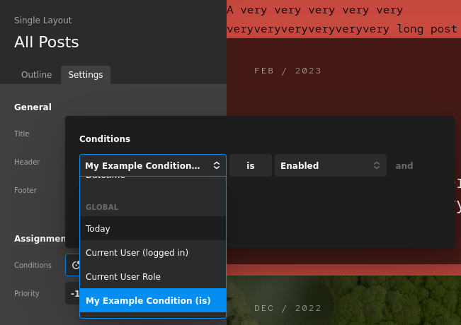 Example Assignment Condition on a Single Layout