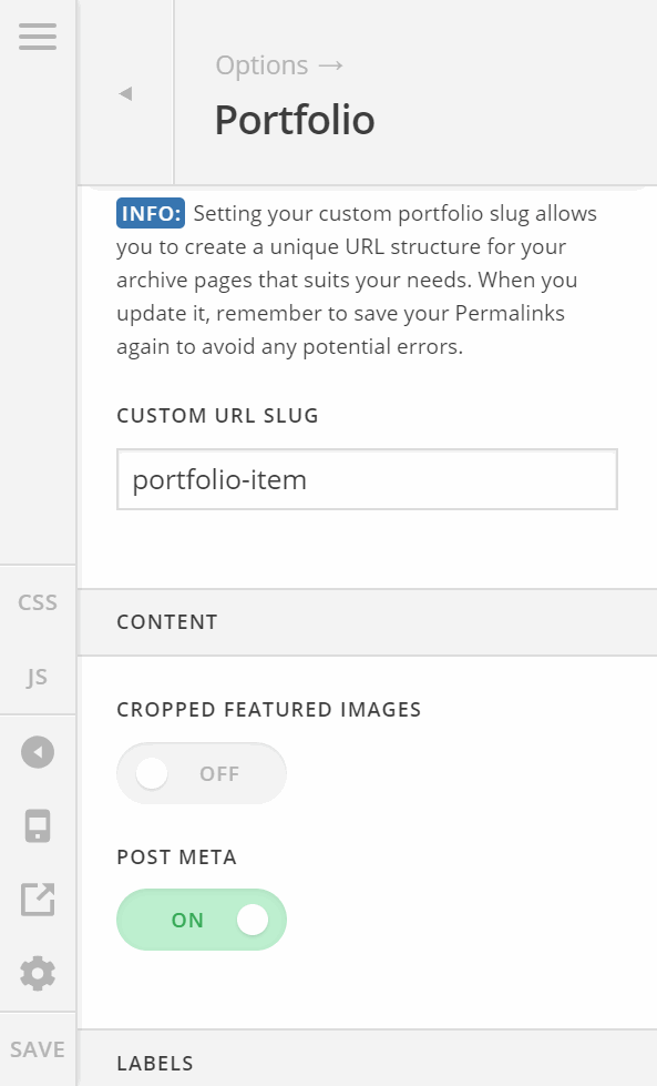 Theme Options > Portfolio