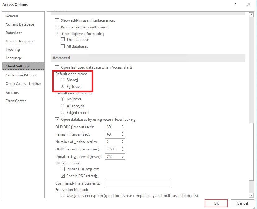 MS Access DB - Shared Mode