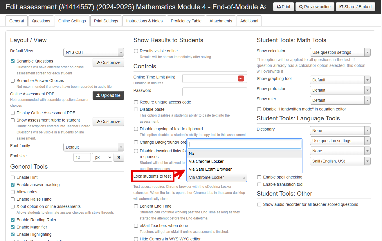 Can open in Safe Exam Browser ONLY