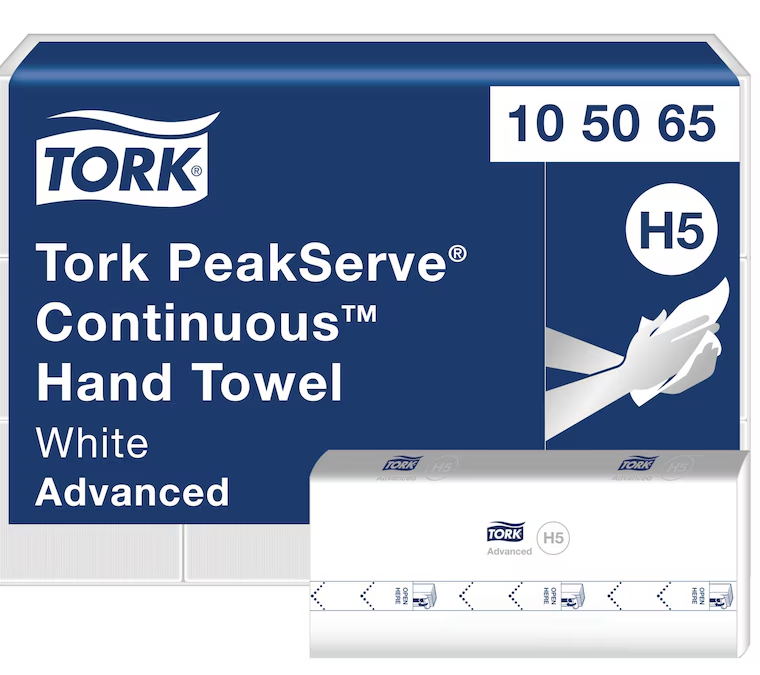 10 50 65 Tork PeakServe® Continuous™ M-fold Hand Towel White H5 12/Cs