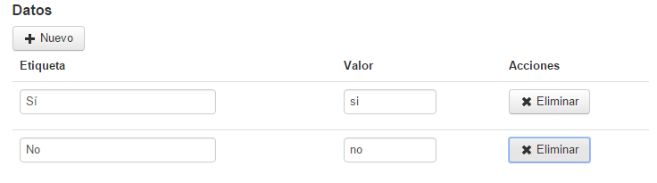 Boton Select listado