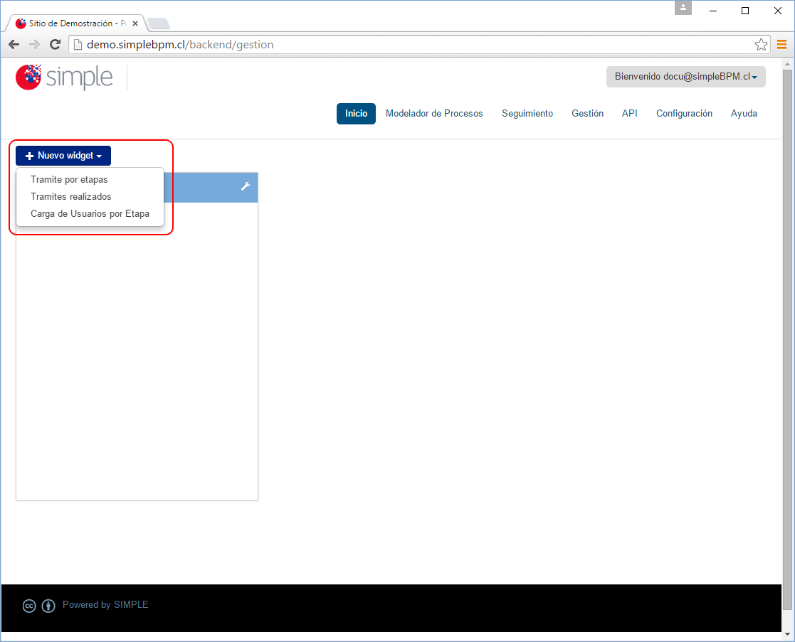 seleccionar tirpo de widget