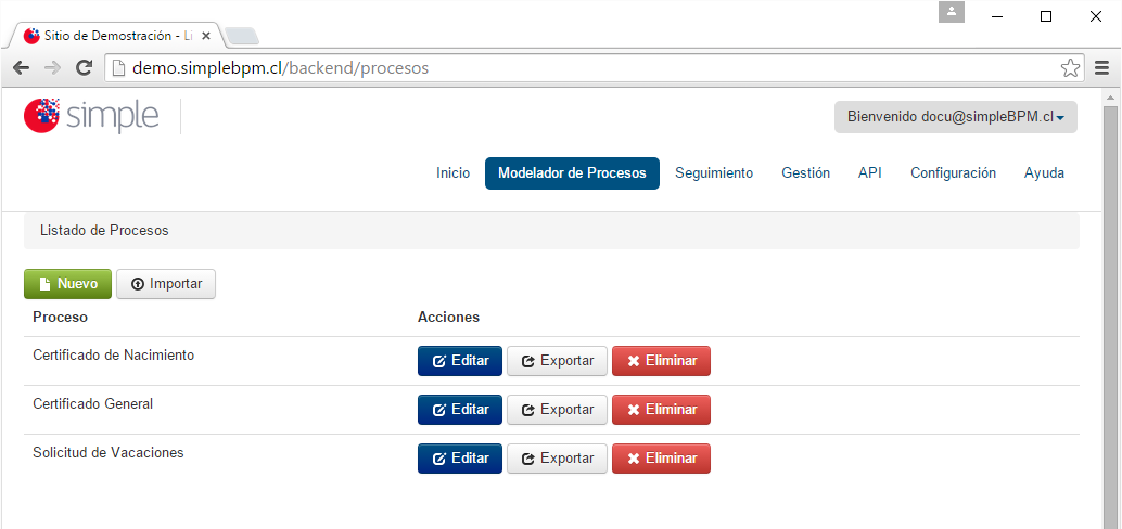 Generar nuevo proceso