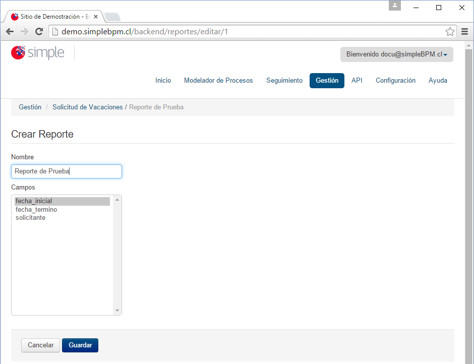 Nuevo reporte seguimiento