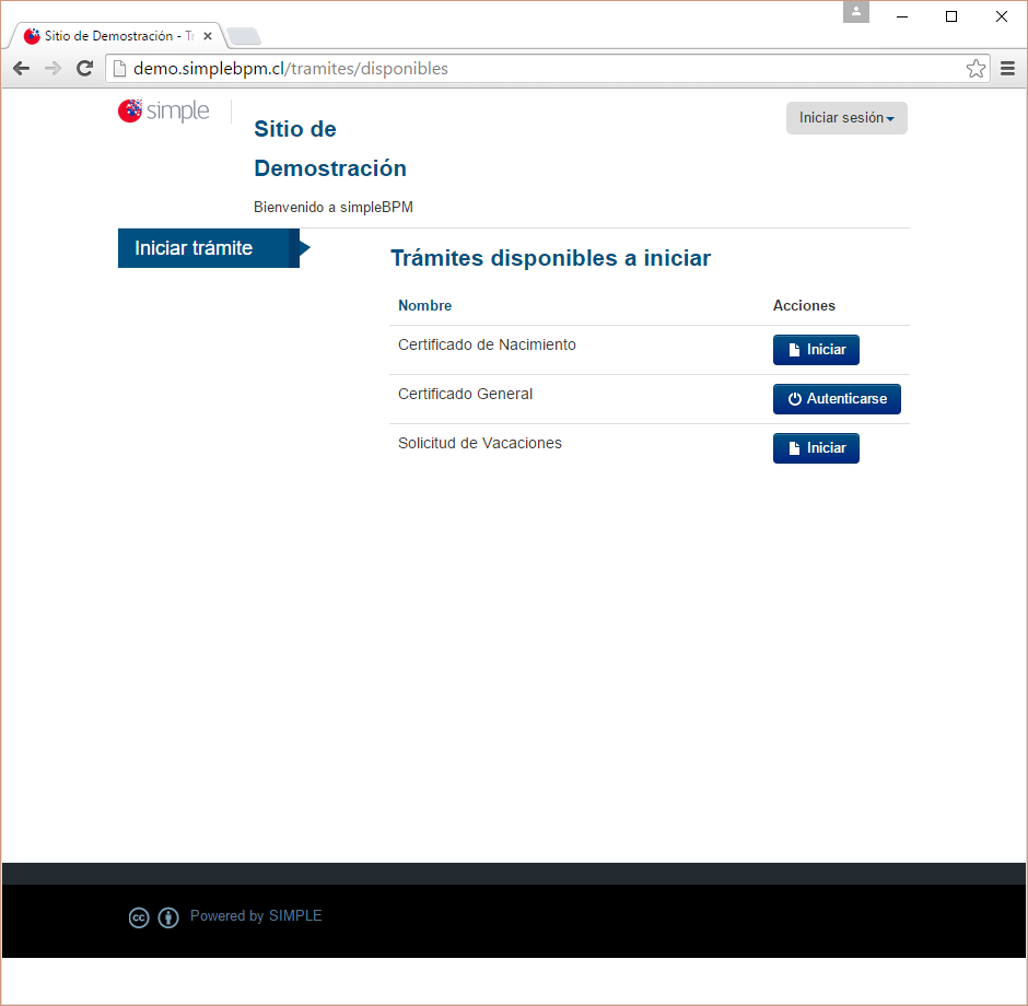 Ingreso con Perfil Publico - Listado de Tramites