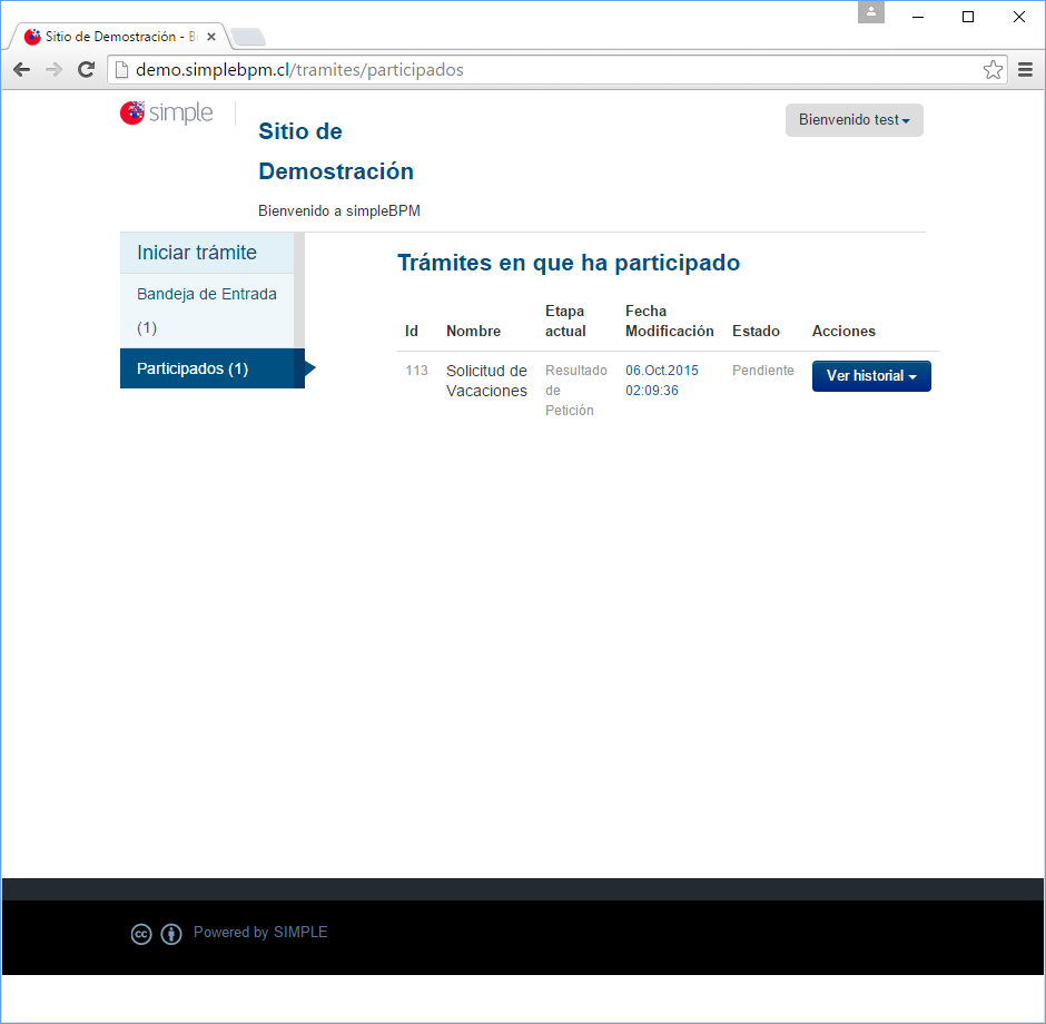 Tramites en sección Participados