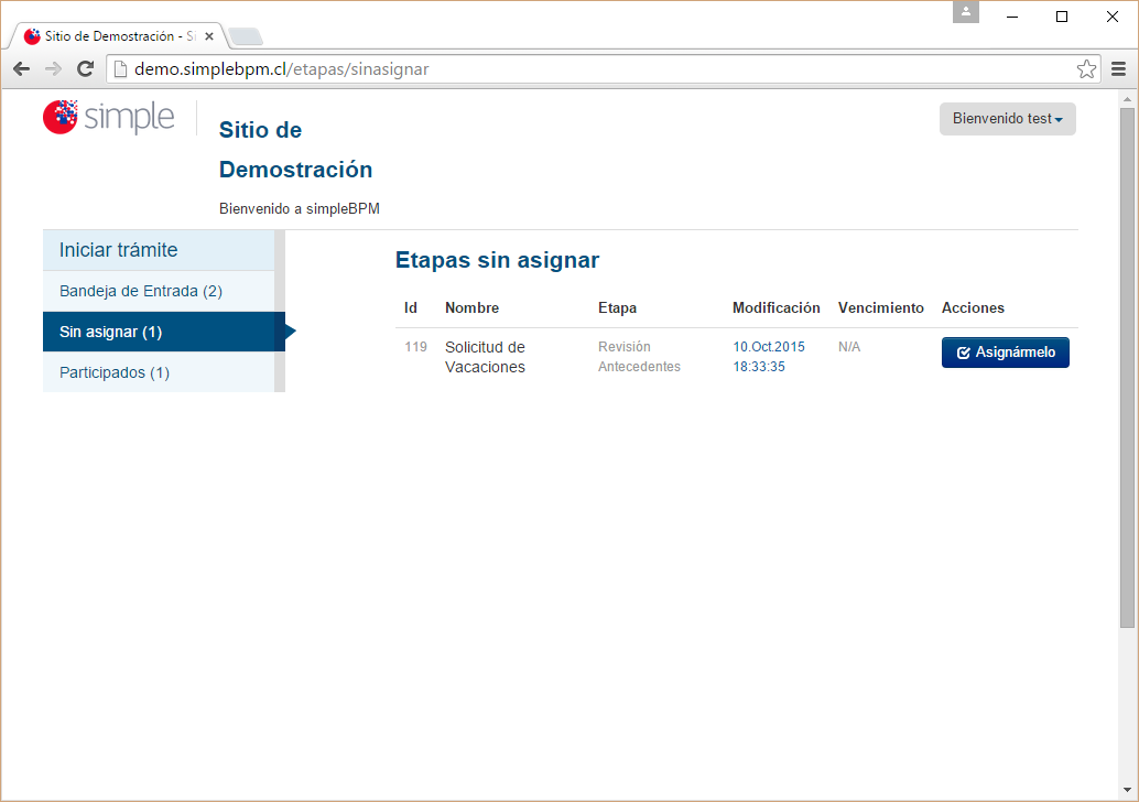 Tramites sin asignar