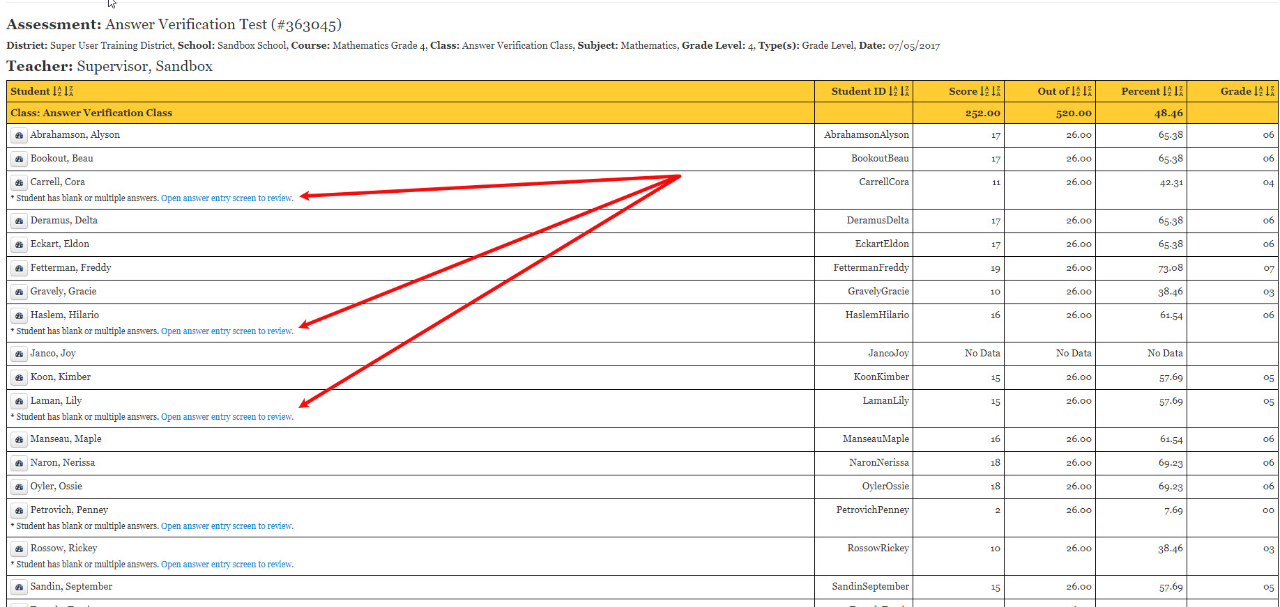 05.A. Answer Sheet Verification