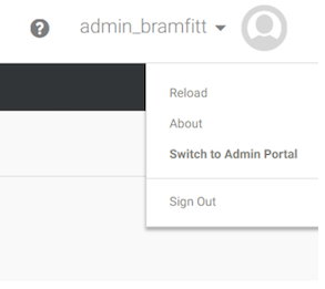 Centrify User Menu with Switch to Admin Portal Highlighted