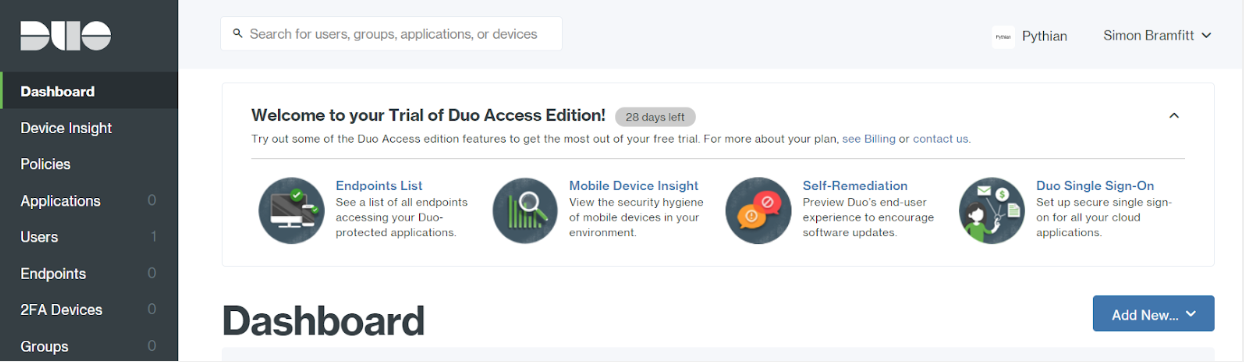 Duo Dashboard Page