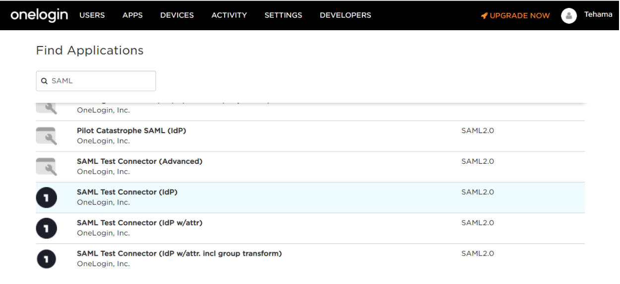 OneLogin Found SAML Test Connector (IdP)