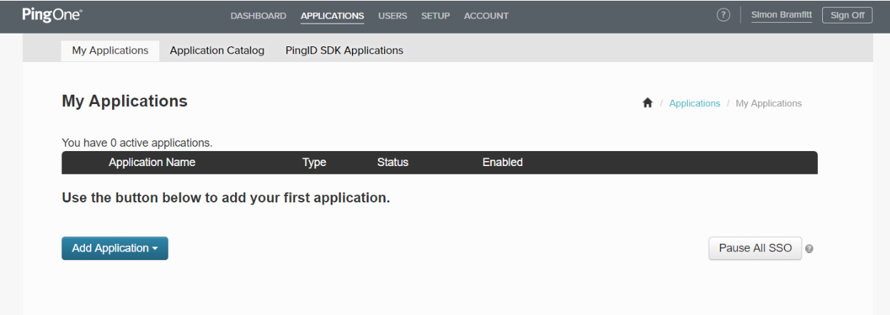 PingOne My Applications Page