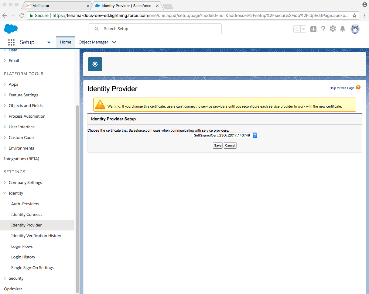 developer salesforce domain enabled identity_provider